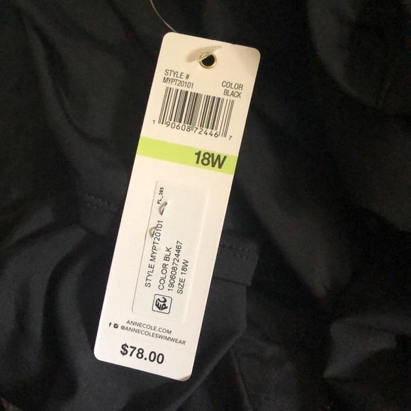 Anne Cole Plus Size Twist-Front Underwire Tankini Top Black Noire - Picture 4 of 4